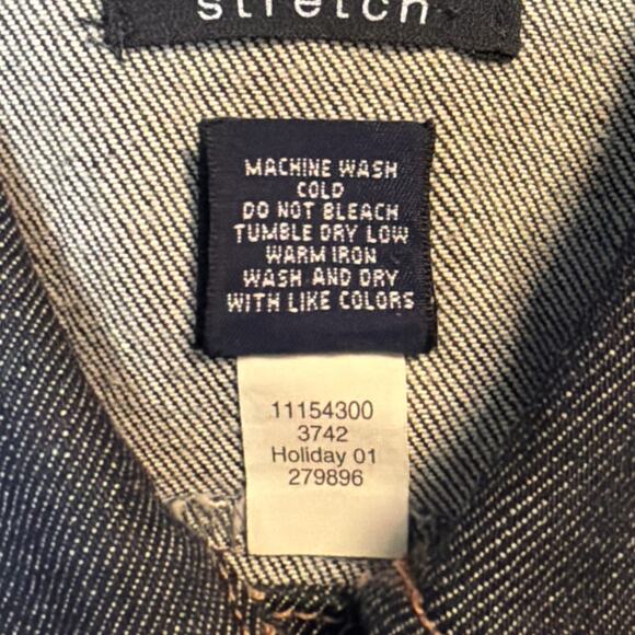 GAP Denim Stretch Jacket Women's size LARGE Made in Hong Kong Dark Wash Blue - Picture 12 of 12